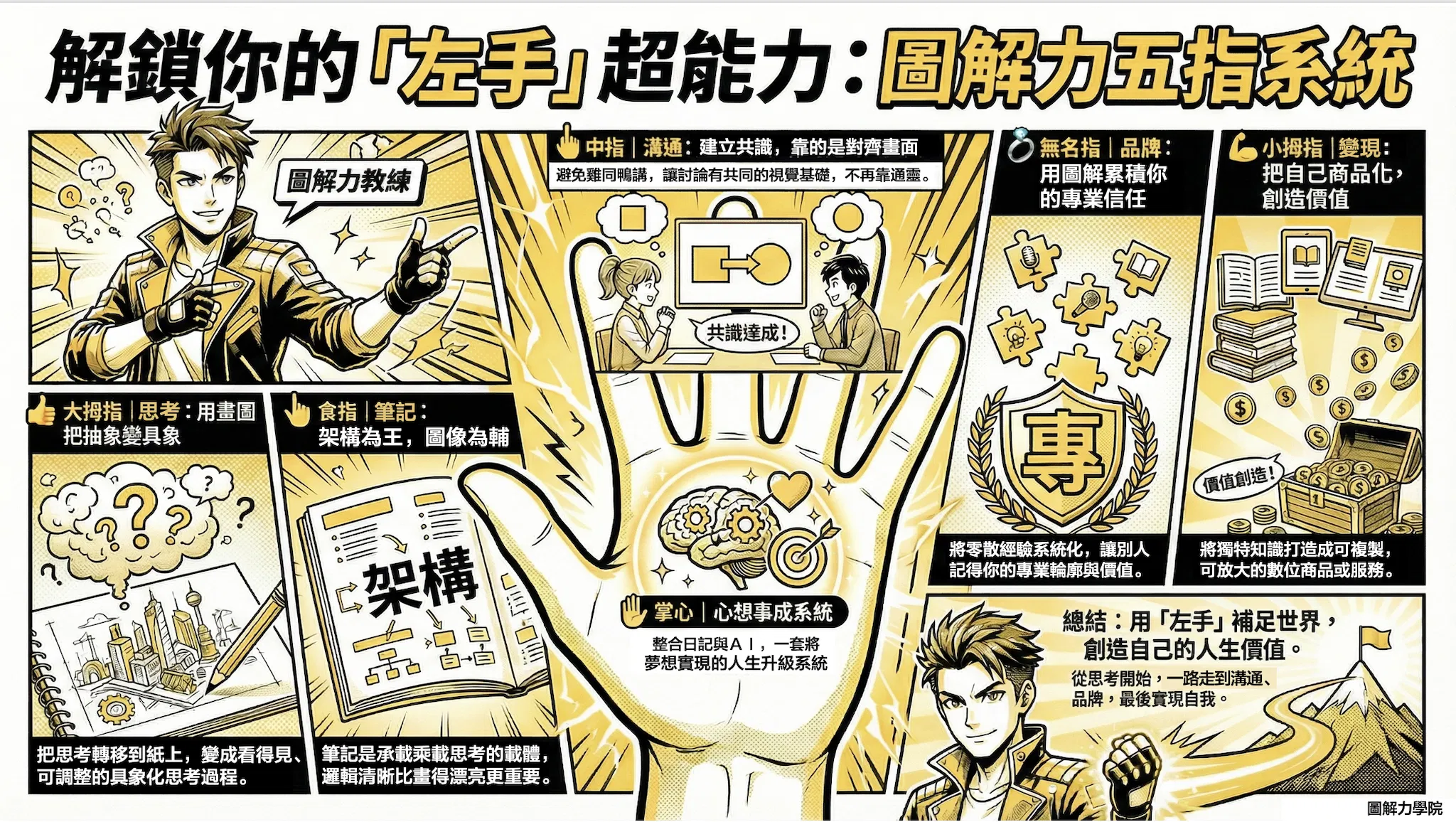 為什麼我用「非慣用手」來理解圖解？我花了十年建立的「圖解系統」
