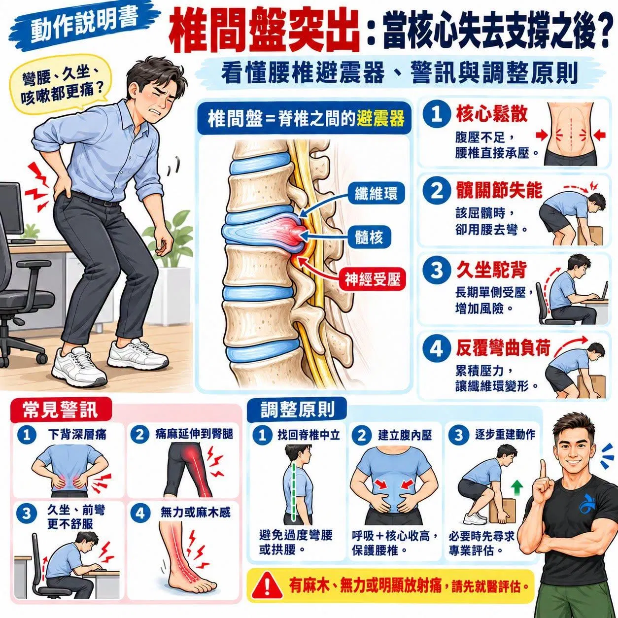 【動作說明書】椎間盤突出：當核心失去支撐之後？ ​