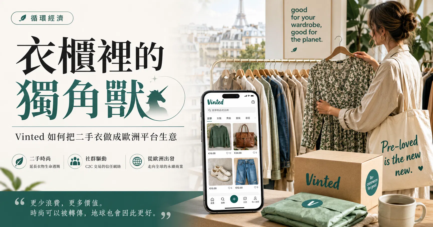 張瑋容觀點｜衣櫃裡的獨角獸：歐洲 Vinted 如何把二手衣做成循環經濟好生意