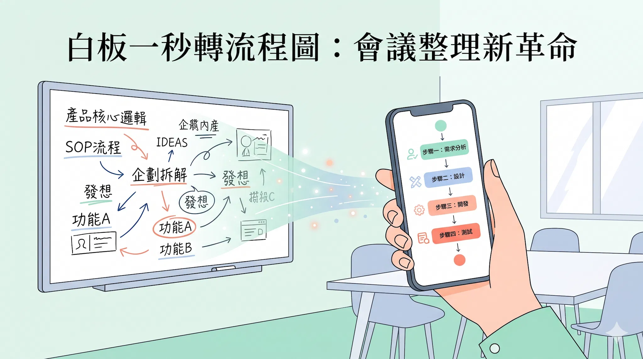 白板筆記誰來整理？拍照一秒轉流程圖的會議高效法