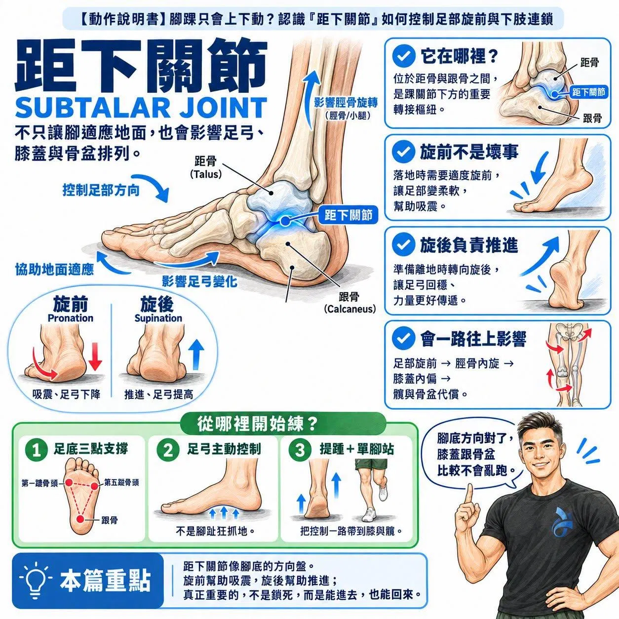 【動作說明書】腳踝只會上下動？認識「距下關節」 ​