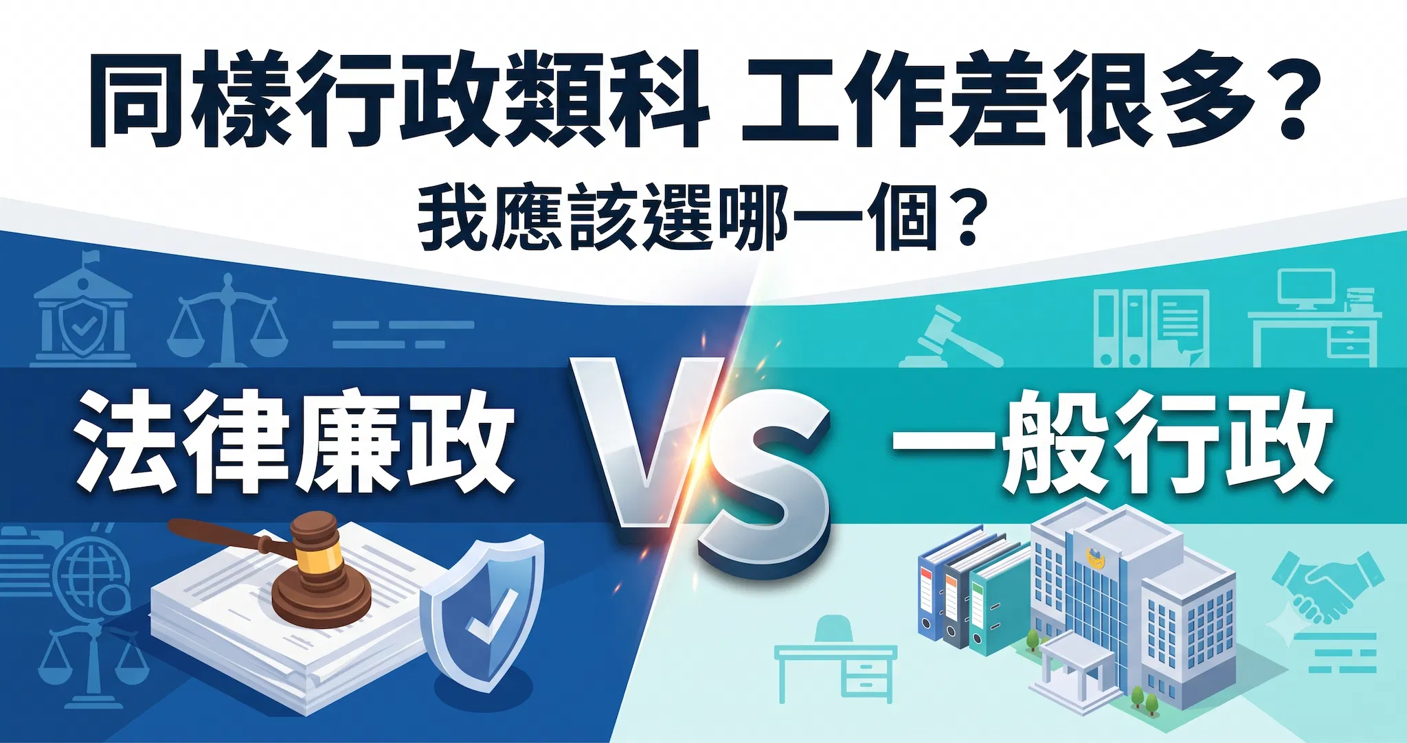 法律廉政 vs 一般行政：考科、工作內容與錄取率完整比較