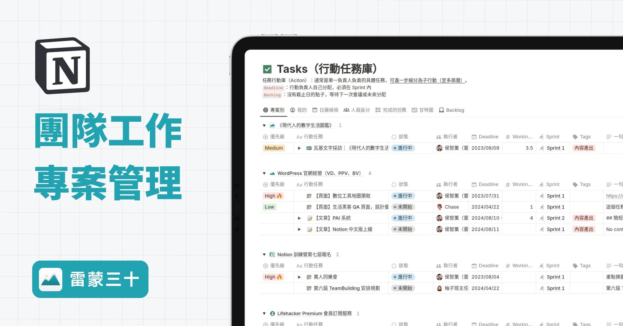 【Notion 模版】團隊工作、專案管理系統（含 Notion AI 和會議模版）