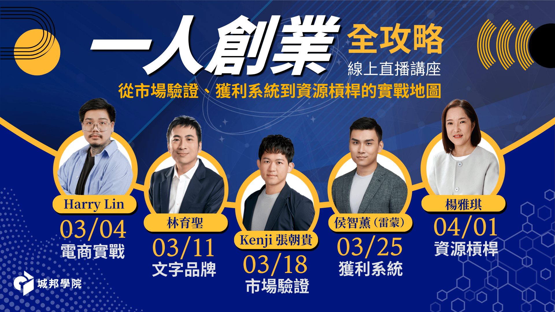 （全套 5 場）一人創業全攻略｜從市場驗證、獲利系統到資源槓桿的實戰地圖