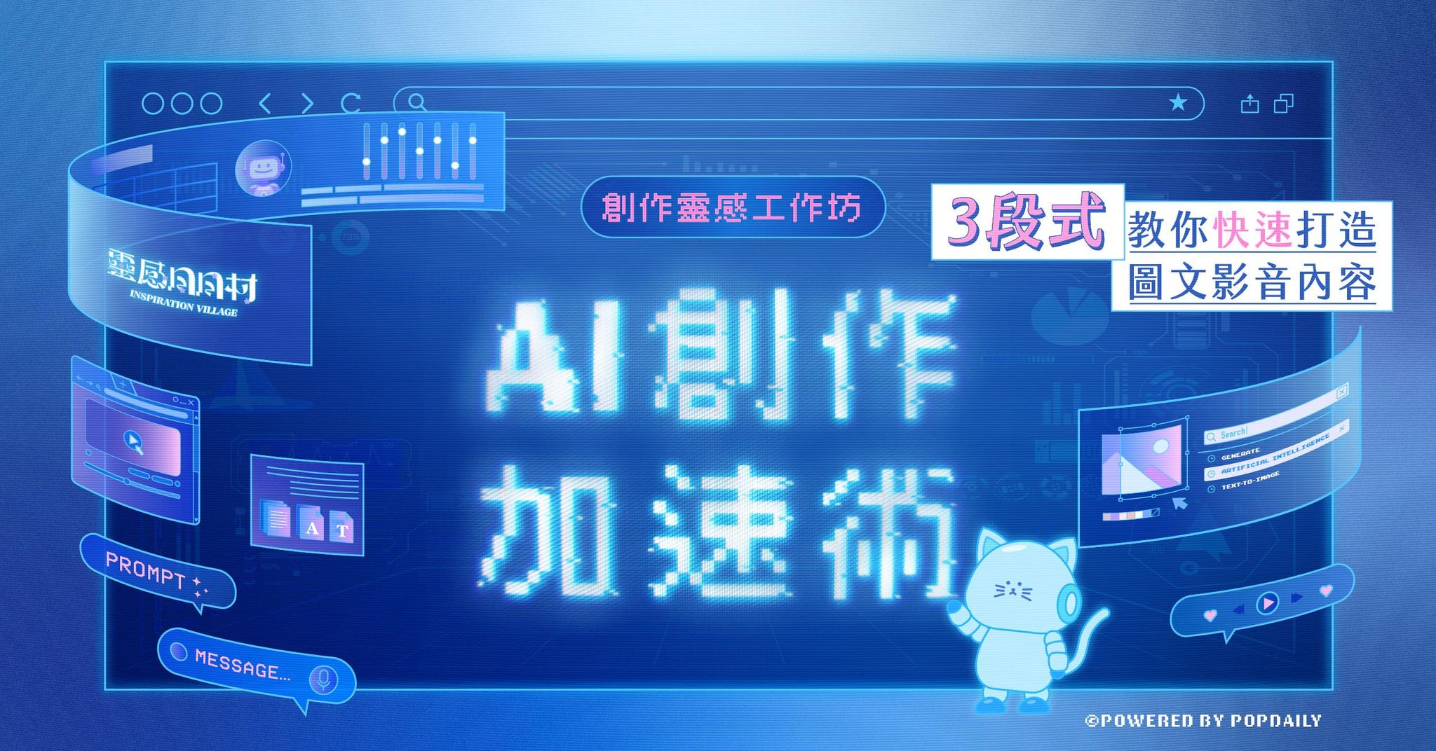 創作靈感工作坊——AI創作加速術！ 3段式教你快速打造圖文影音內容（已結束）