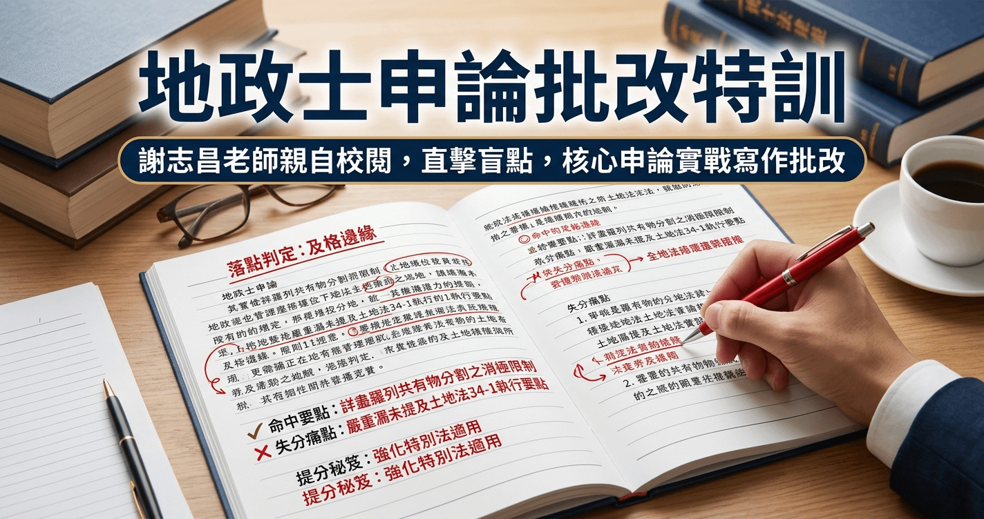 115年地政士10題核心申論題實戰批改特訓-限量 10 名