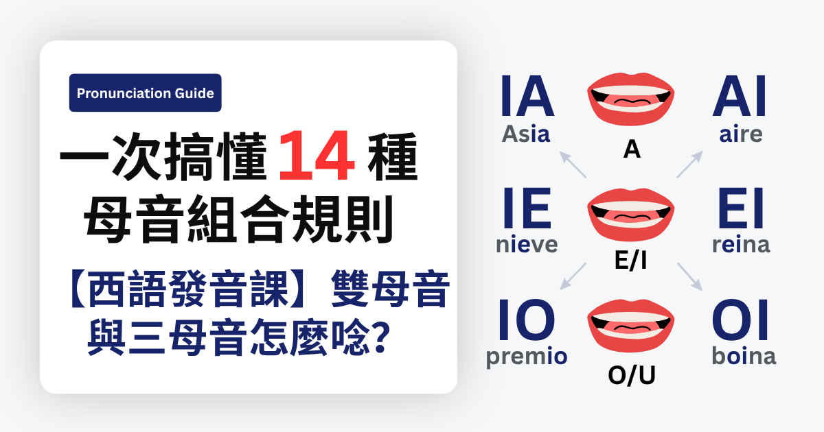 【西語發音課】西班牙文的雙母音與三母音怎麼唸？一次搞懂 14 種母音組合規則！