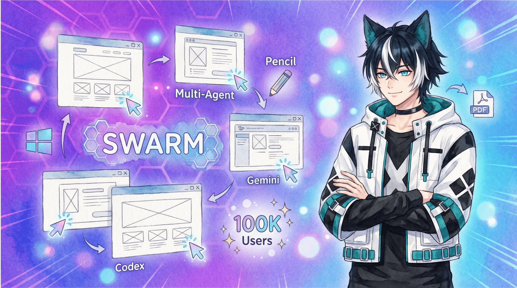 Pencil SWARM Mode 更新：10 萬用戶、多 Agent 平行設計、Windows 版與完整功能一覽