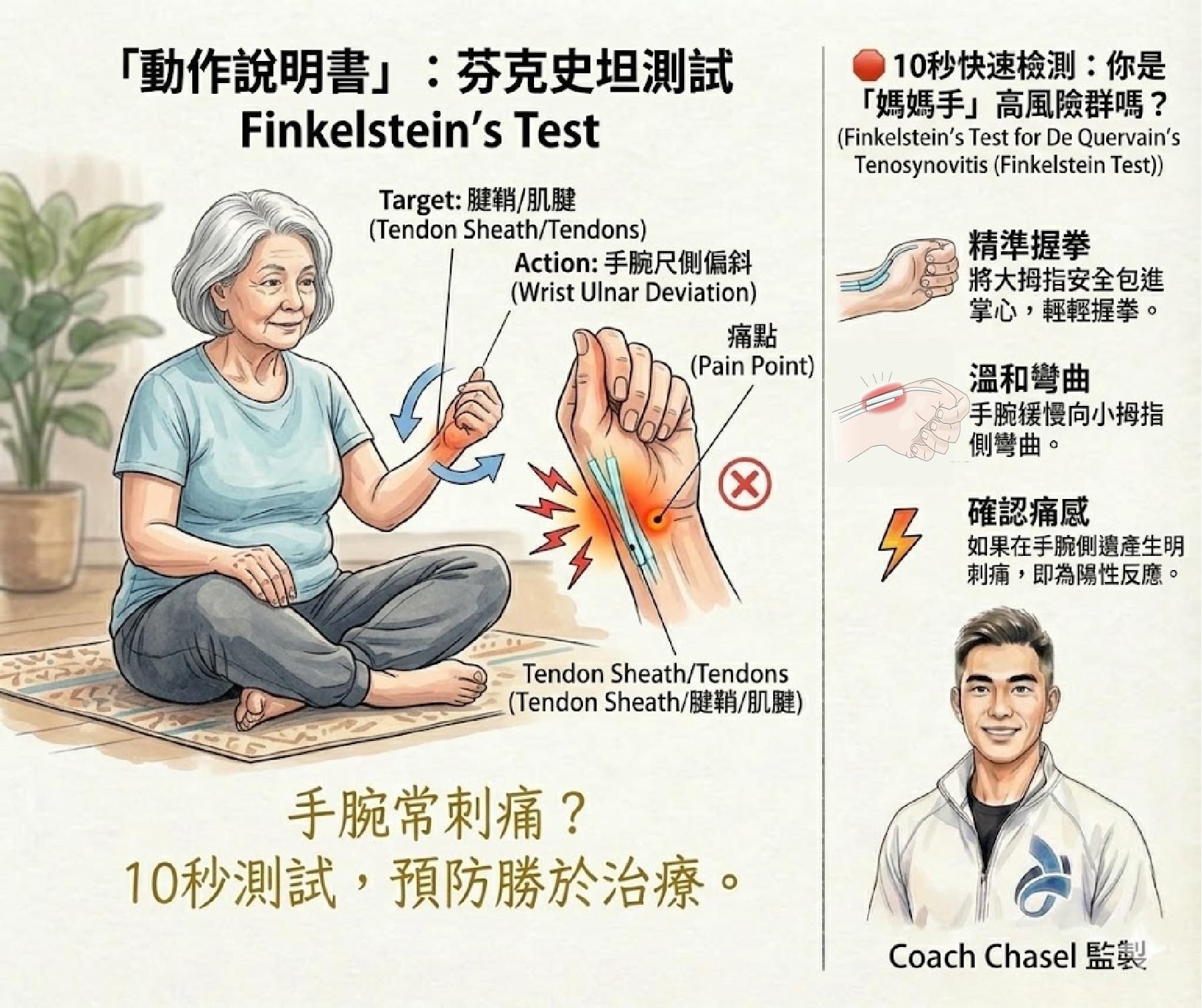 「動作說明書」：大拇指一動就痛？小心！不當媽媽也會得的「媽媽手」