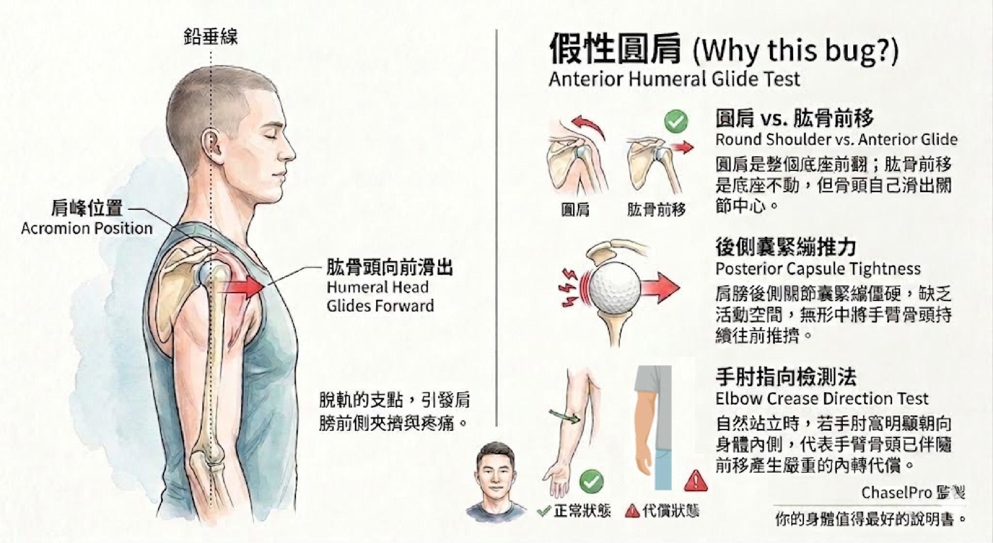 【動作說明書】手臂支點大迷航：破解「肱骨前移」的假性圓肩（首部曲：機制與檢測篇）