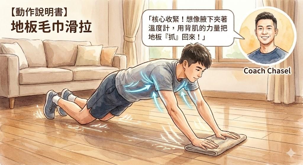 動作說明書：地板毛巾滑拉