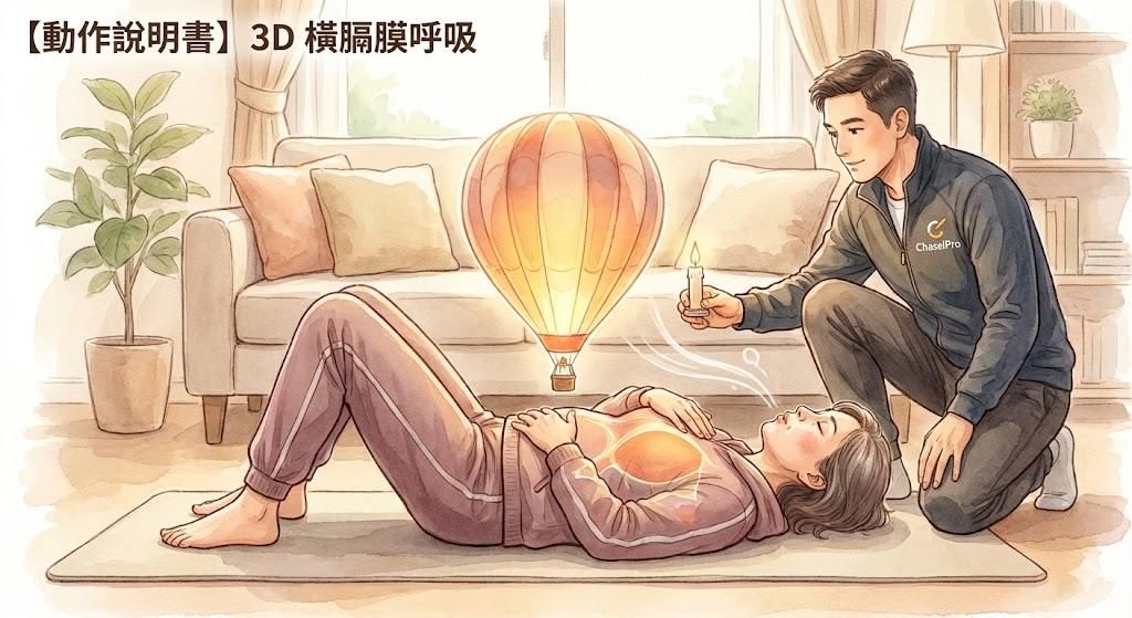 3D 橫膈膜呼吸 （術後復健的核心地基，啟動身體的放鬆開關）