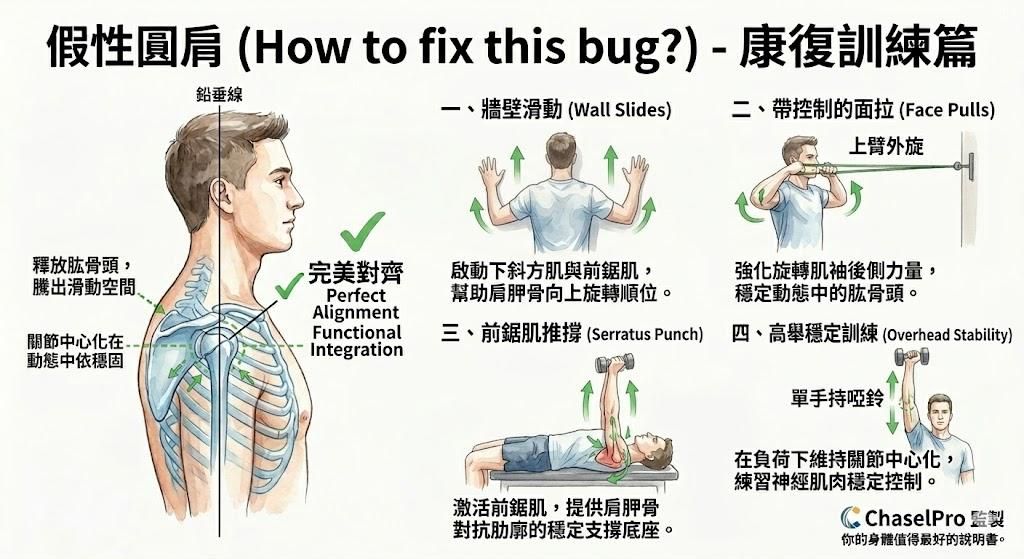 【動作說明書】假性圓肩 (How to fix this bug?) - 恢復運動篇(Recovery exercise)
