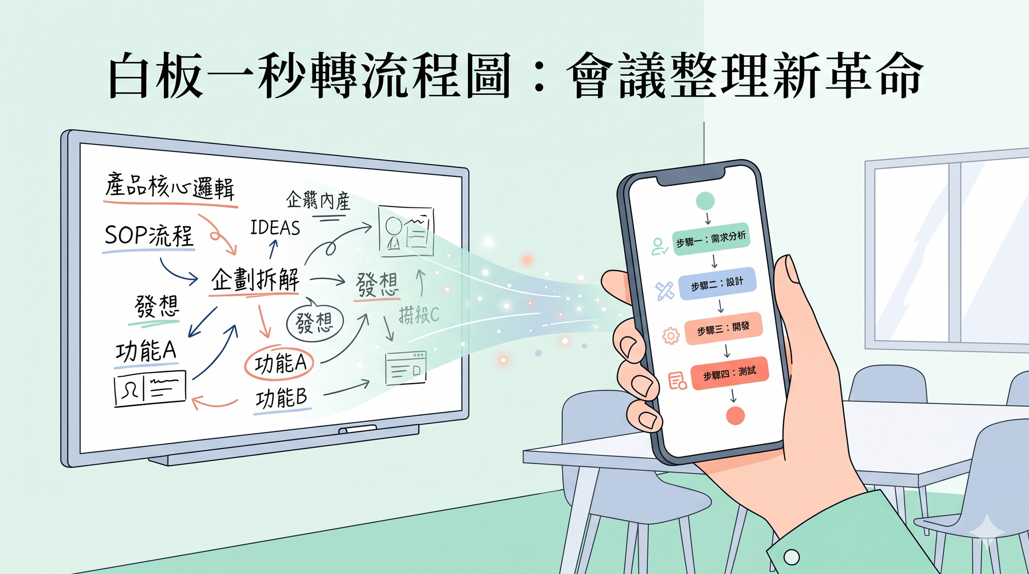白板筆記誰來整理？拍照一秒轉流程圖的會議高效法