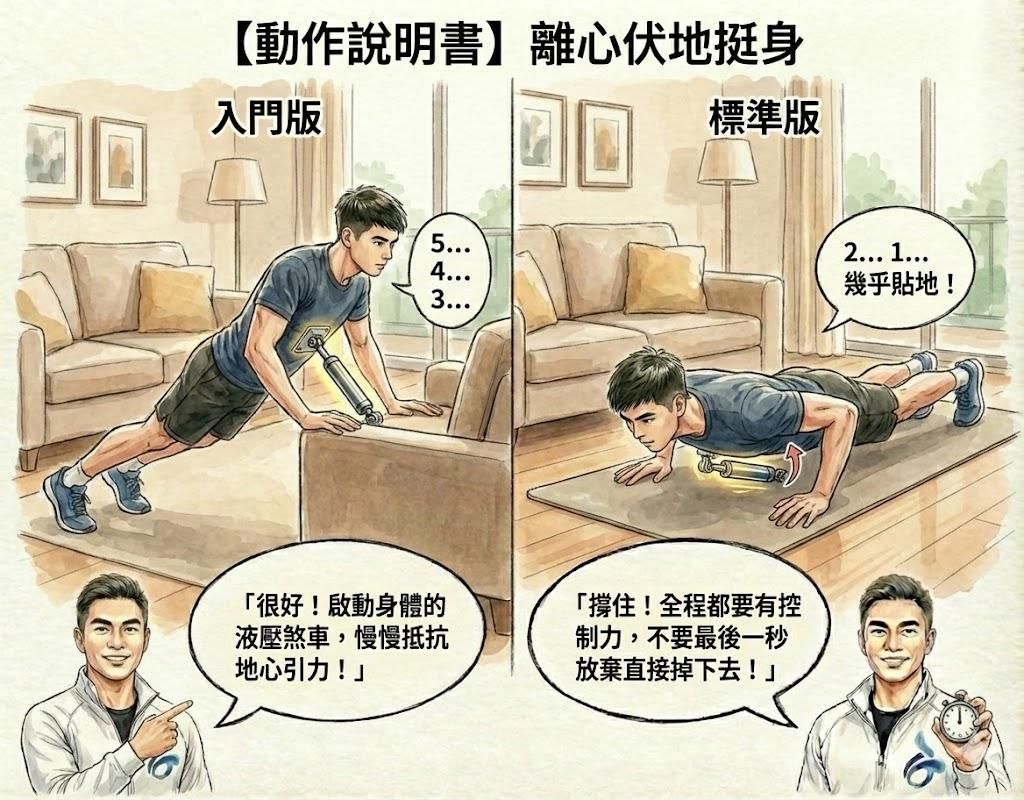 動作說明書：離心伏地挺身