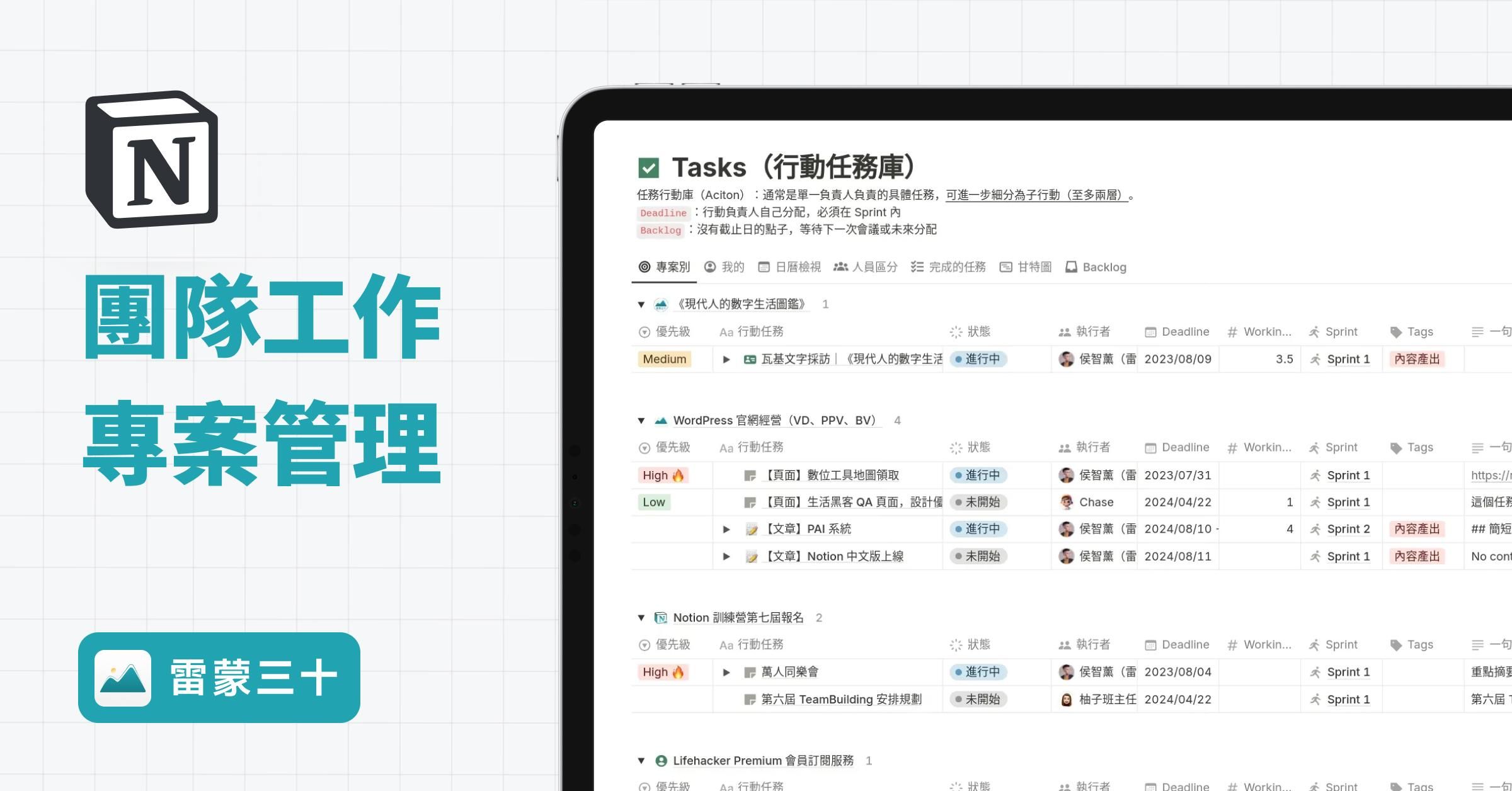 【Notion 模版】團隊工作、專案管理系統（含 Notion AI 和會議模版）