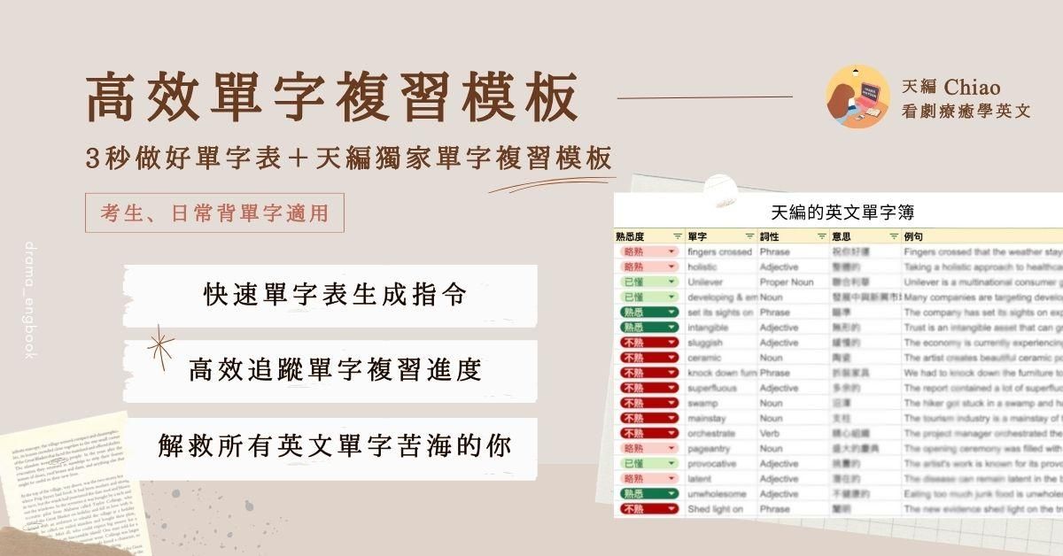 【看劇學英文-迷你課程】ChatGPT單字整理指令+3秒整理高效單字複習表