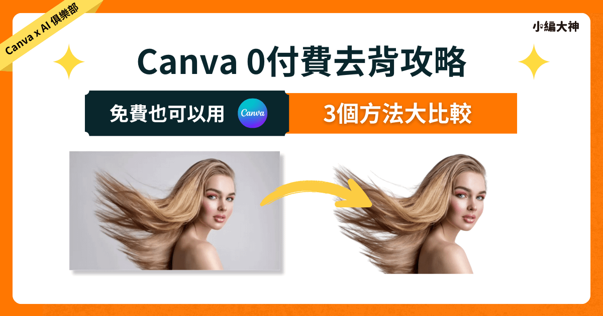 Canva 零成本去背技巧攻略：3個方法大比較