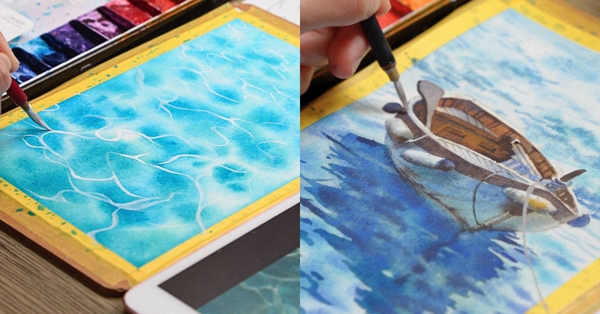 【水波和海洋】輕涼夏日水彩