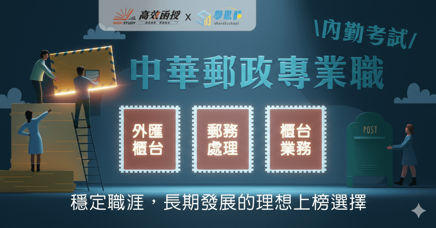 [郵局] 中華郵政-專業職(二)-內勤-全套│高效函授🚀高CP值$9,900up 快速準備絕佳方案！
