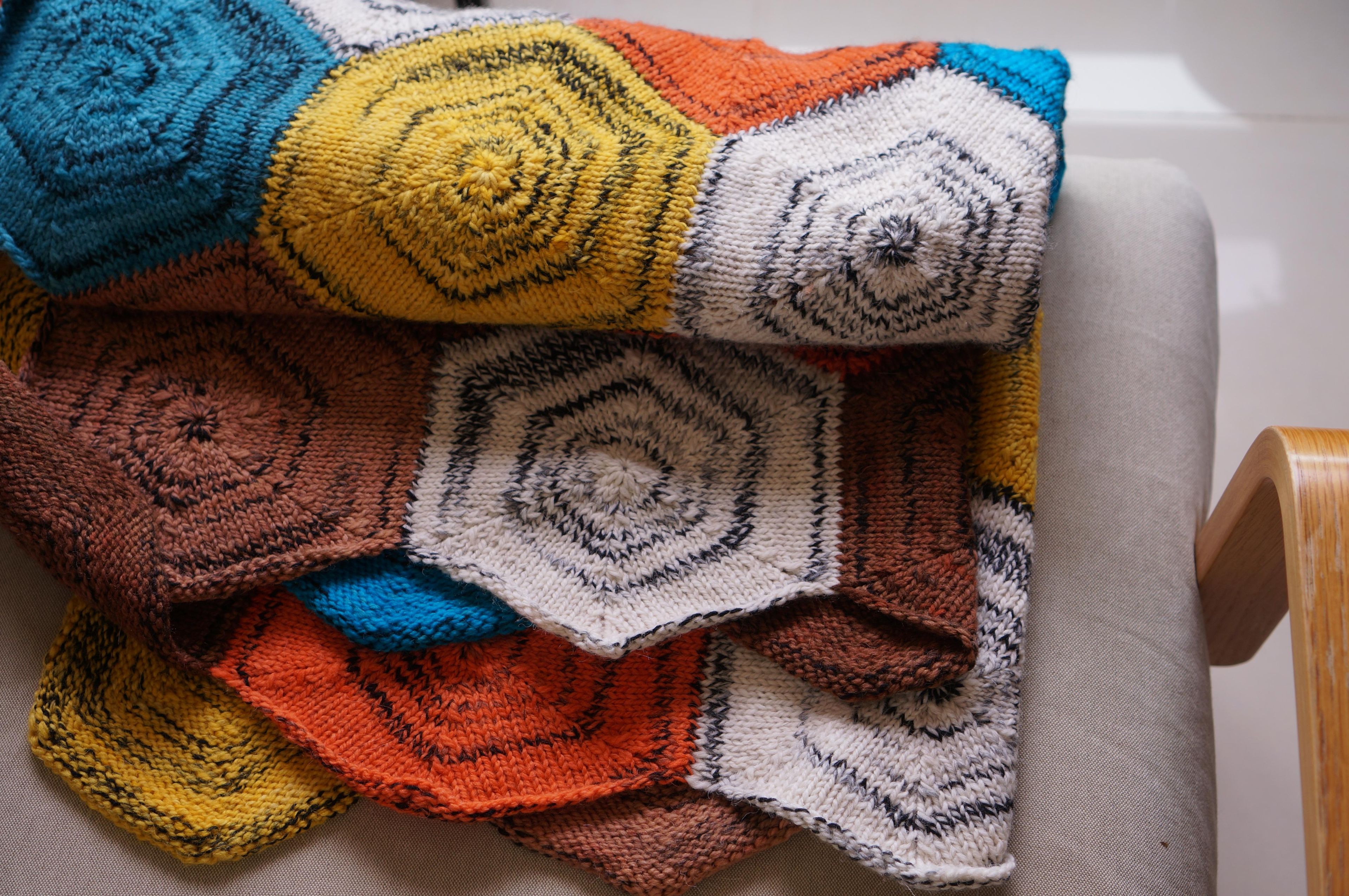 羊毛毯自己編 blanket knitting 