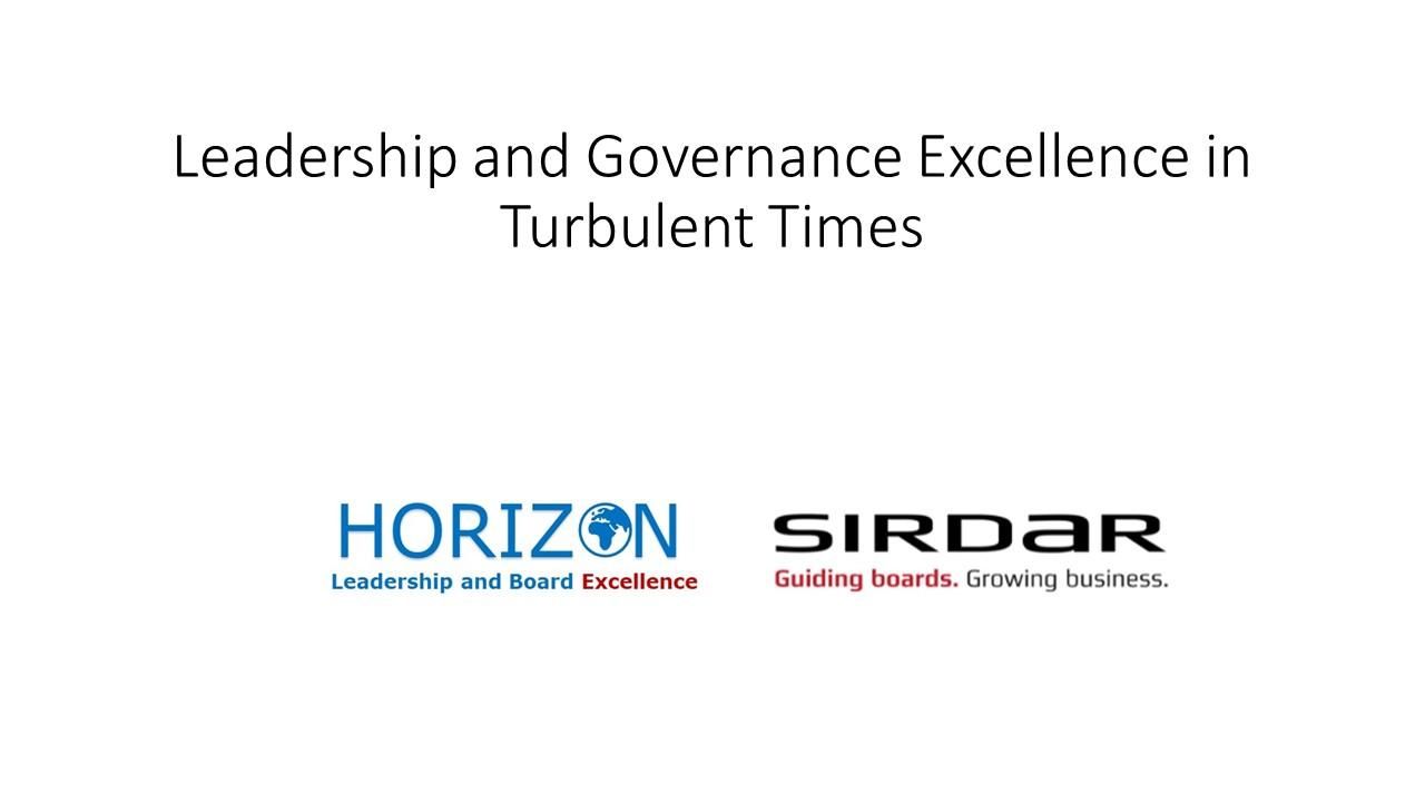 Leadership and Board Excellence in Turbulent Times - Investment