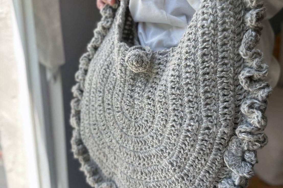 isk-016 棉麻裙擺包|超值影音材料包 - 新色❗線上課程+『灰白』編織材料包