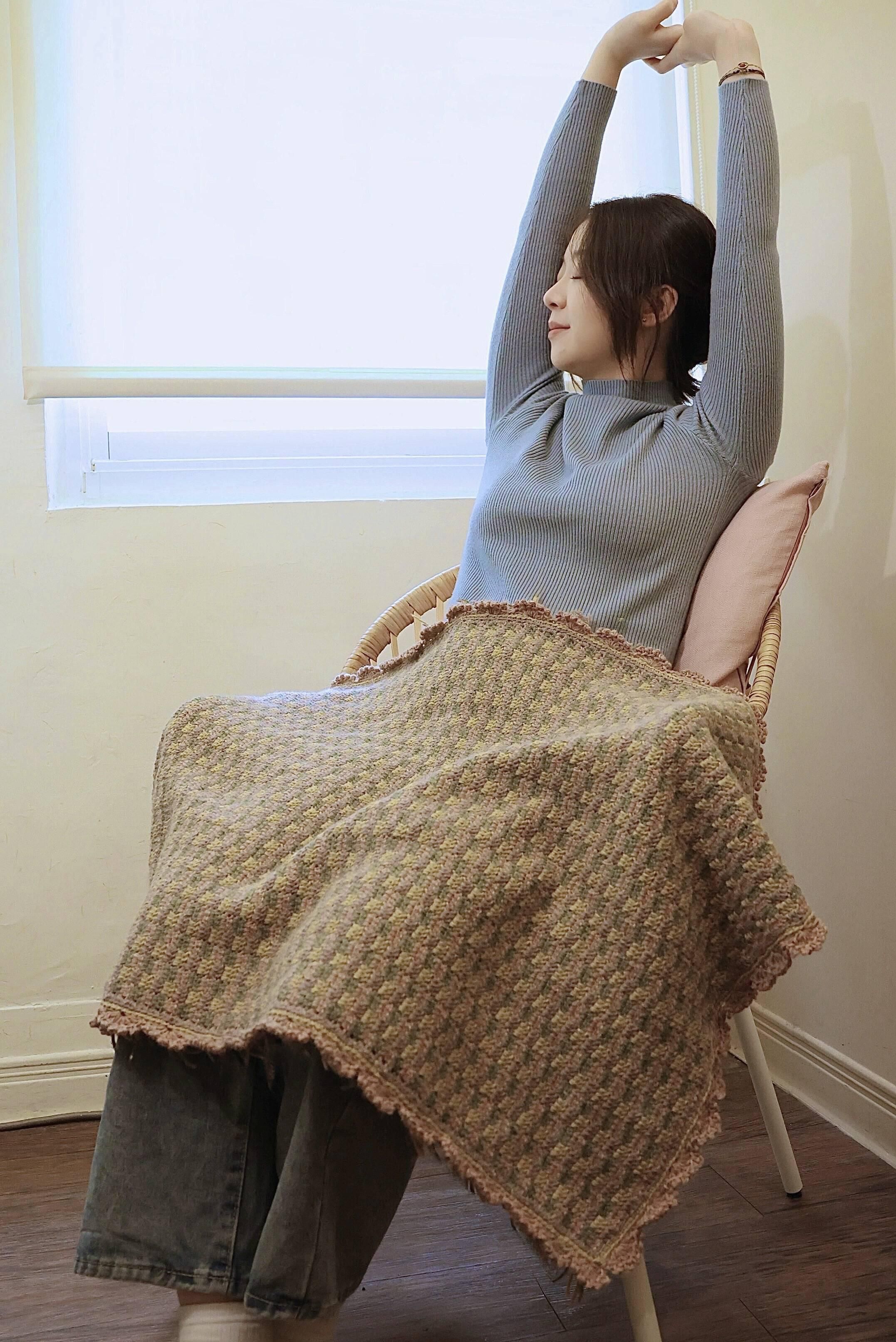 isk-025 日本四色棋盤羊毛保暖毯|超值影音材料包 - 超優惠❗線上課程+編織材料包