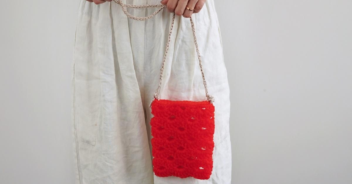 DARUMA 限量材料包 - 波浪花樣斜背小包|超值影音材料包 - (預購10月底出貨)波浪花樣斜背小包A(橘)材料包 |含織圖