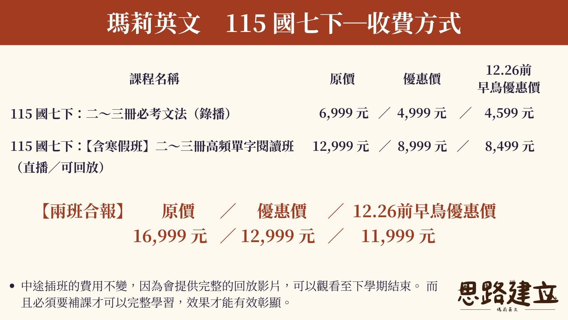 國七下：英文合報方案