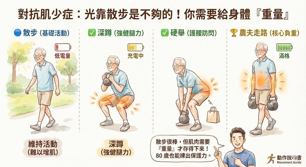 別讓你的肌肉「退休」！光靠散步是不夠的，對抗肌少症你需要這帖藥。