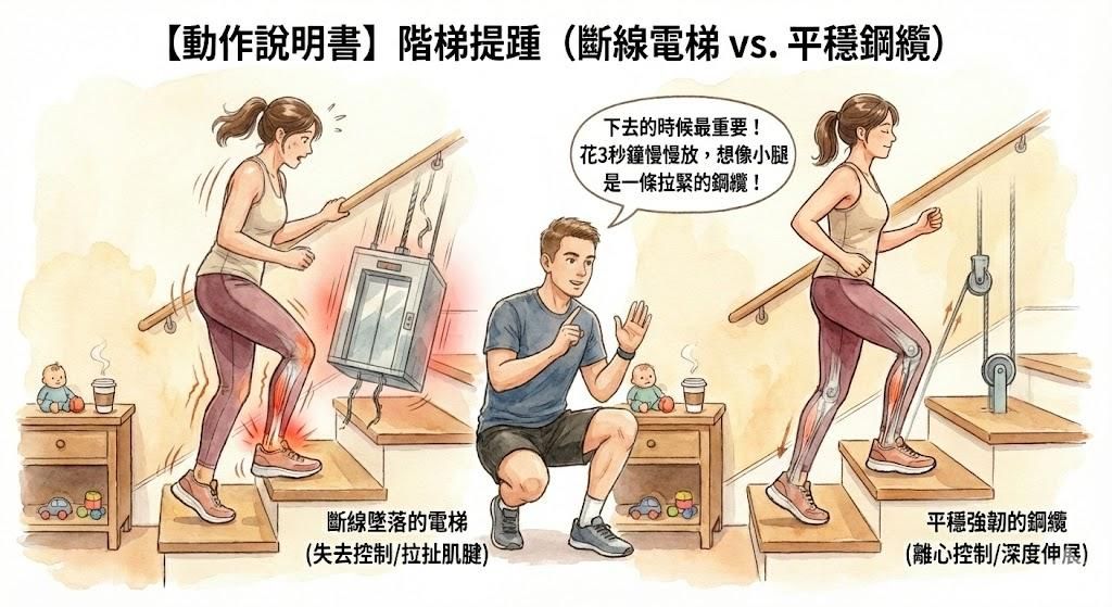 階梯提踵（墊腳尖）：你是斷線墜落的電梯，還是平穩強韌的鋼纜？