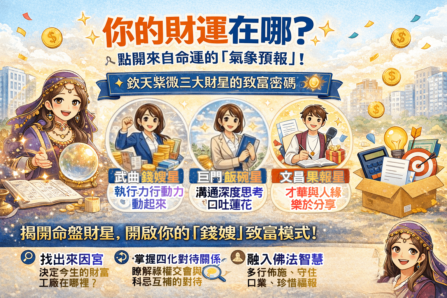 看懂三大財星，開啟你的「錢嫂」致富模式！