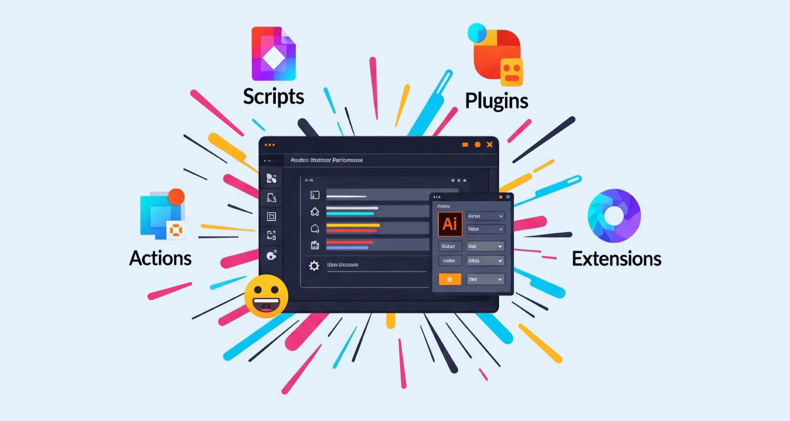 Adobe Illustrator 的動作、指令碼、外掛、擴充功能有什麼不同