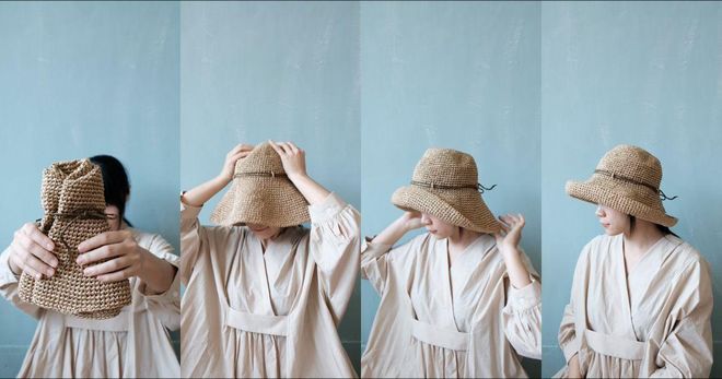 輕便捲心遮陽帽