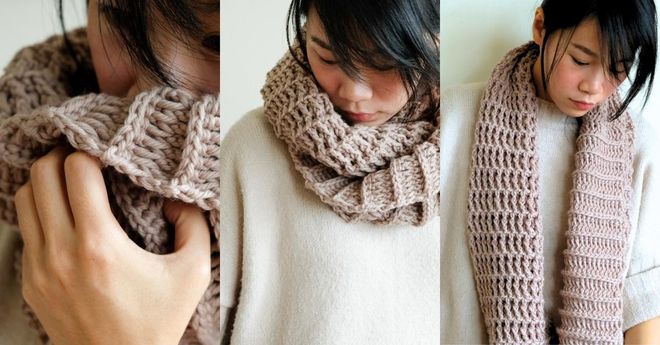 鬆餅格百折脖圍