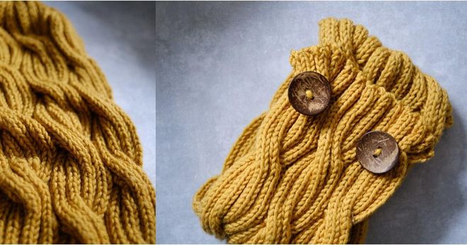 雙面麻花波浪圍巾