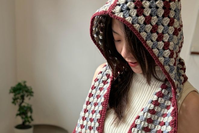 isk-034 有帽子的花漾圍巾