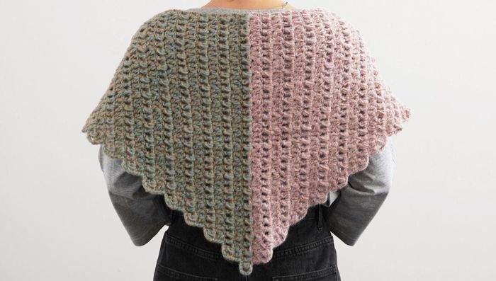 DARUMA 限量材料包 - クロッシェショール｜鉤針披肩｜超值影音材料包 - （預購）鉤針披肩 B（雙色）材料包｜不含織圖