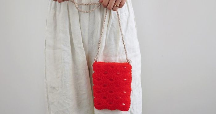 DARUMA 限量材料包 - なみなみ模様のポシェット|波浪花樣斜背小包|超值影音材料包 - (預購10月底出貨)波浪花樣斜背小包A(橘)材料包 |含織圖