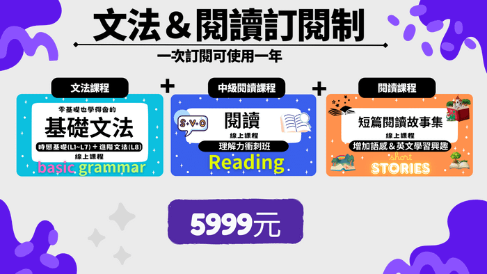 『基礎文法＋中級閱讀』一年訂閱制