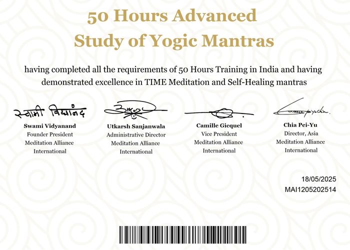 《2025 結業證書》MAI 50小時 南印度修復療癒心靈之旅