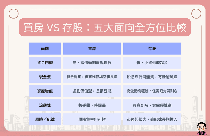 買房 vs 存股：5大面向全方位比較